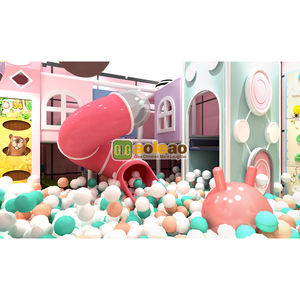 مركز للوالدين والطفل بترخيص TUV معكرون وردي لملعب الأطفال مع الزلاجات والتسلق والمناطق التفاعلية - Product Image 2