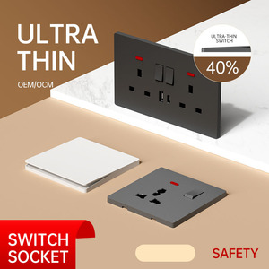Prise murale ultra-mince 13A britannique gris mat, support OEM, meilleur prix de gros, fournisseur principal, direct usine - Product Image 3