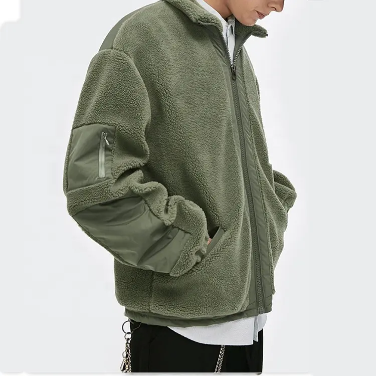 Customized Warm Comfortable zip Sherpa Jacket Winter Polyester Custom Winter Fleece Jacket Men
