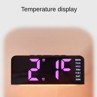 Réveil numérique LED avec affichage de la température, de la date et du jour de la semaine, horloge de table, luminosité réglable, réveils électroniques pour la maison