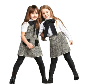 Conjunto de falda de vestido Sisters, diseño de serie para niñas, tela de poliéster de calidad, vestido, diseño de lazo, personalización - Product Image 1