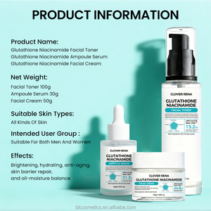 Clover rena Glutathione & nicotinamide da sửa chữa Set-24h chăm sóc liên tục cho nam giới và phụ nữ (100ml + 50g + 30ml) - Product Image 5