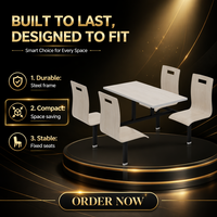 Ensemble table et chaises de salle à manger en acier moderne pour 4 personnes, mobilier commercial pour restaurant, centre commercial, école, hôtel, banquet