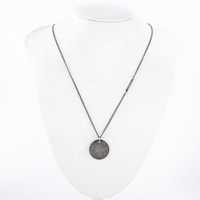 Collier de Couples ancien plaqué argent, pendentif rond en acier inoxydable, numéro 1314, 70cm