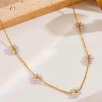 Collier pendentif fleur en fausses perles, délicat, motif marguerite, pour femme, élégant, doux, bijoux de mariage et de mariée