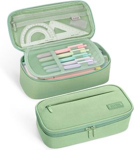 Estuche para lápices de gran capacidad con cremallera para útiles escolares y de oficina, unisex, color rosa - Product Image 5