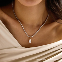 Pendentif solitaire en or 18 carats certifié IGI avec diamant de laboratoire taille marquise, breloque coulissante personnalisée pour femme, bijoux fins