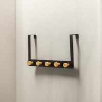 Porte-manteau et porte-clés multifonctionnel industriel rustique en fer et perles de bois, sans perçage, pour porte