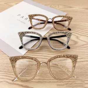 钻石水晶猫眼定制眼镜闪亮水钻眼镜框