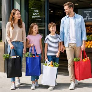 Sac fourre-tout réutilisable en non-tissé avec longue poignée, disponible en 4 couleurs, pour les courses et la promotion en magasin - Product Image 4