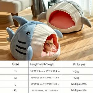Cama <span class=keywords><strong>para</strong></span> Gatos con Forma <span class=keywords><strong>de</strong></span> Tiburón, Cueva Cálida <span class=keywords><strong>de</strong></span> Felpa <span class=keywords><strong>para</strong></span> Mascotas, Nido Iglú Lavable <span class=keywords><strong>para</strong></span> Perros con Cojín Extraíble <span class=keywords><strong>para</strong></span> Gatitos y Cachorros - Product Image 2