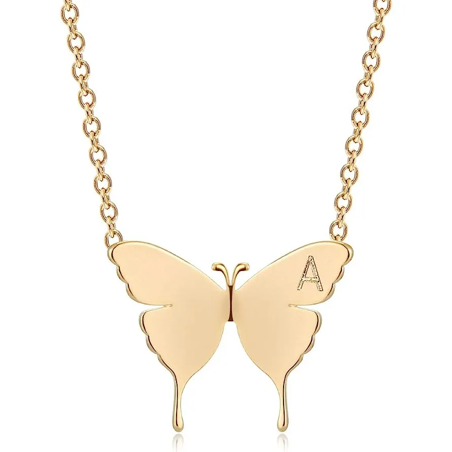 Pendentif papillon plaqué or 18 carats Colliers avec nom Collier délicat de tous les jours Bijoux personnalisés minimalistes Cadeau de Noël