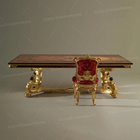 Juego de Mesa y Sillas de Comedor de Lujo Italiano para 8 Personas, Mesa Rectangular de Madera Estilo Francés para Comidas Elegantes