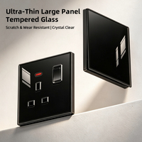 KESHIQI - Panel de Vidrio Templado Negro Brillante con Certificación CE, Tomacorriente de Pared Eléctrico de 10-16 A y 250 V, Interruptor y Enchufe