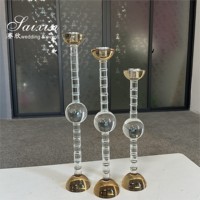 Hot Sale Hohe Hochzeit Tisch dekoration Kerzen ständer 3 Stück Set Hochzeit Gold Kristall Kerzenhalter