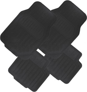 Tapis de sol de voiture universels en PVC <span class=keywords><strong>noir</strong></span>, 4 pièces, ensemble complet, protection facile à nettoyer, toutes saisons, 2 mm d'épaisseur, logo personnalisé - Product Image 1