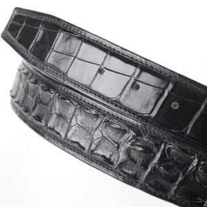 Cinturón de Cuero de Cocodrilo <span class=keywords><strong>Siamés</strong></span> con Hebilla Lisa, Cinturón de Cuero para Hombres Jóvenes y de Mediana Edad, Cinturón de Cuero Genuino al por Mayor - Product Image 3