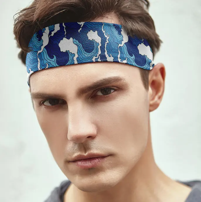 Tiara de cabelo esportiva para homens, europa e américa, faixa de suor, yoga, corrida, fitness, tiara elástica, tiara de cabelo, masculina, personalizada