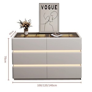 <span class=keywords><strong>Commode</strong></span> simple en <span class=keywords><strong>bois</strong></span> <span class=keywords><strong>massif</strong></span> à 6 tiroirs avec revêtement en cuir, éclairage LED, certification CE européenne, adaptée à une utilisation en <span class=keywords><strong>chambre</strong></span> à coucher - Product Image 4
