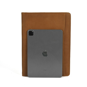 A4 Leather Folder Zipper <b>Bag</b> Genuine Leather Document Organizer <b>Tablet</b> Case Dark Brown 25x3x33 Business Use - Product Image 4