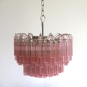 Splendido <span class=keywords><strong>Lampadario</strong></span> Vintage Grande in Vetro di Murano <span class=keywords><strong>Rosa</strong></span> con Prismi - Product Image 3
