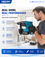 DERUIDA20V Ensemble d'outils industriels sans fil 6-en-1 : perceuse, clé à chocs, meuleuse d'angle, outils à main sans balais pratiques pour professionnels, avec mallette de transport rigide
