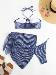 섹시한 수영복 비키니 Trajes 드 바노 로파 드 플라 야 3 조각 짧은 원피스 수영복 아시아 여성 - Product Image 2