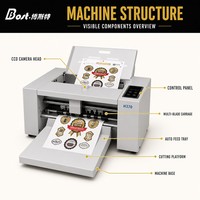 Machine de découpe automatique H370 à alimentation par feuilles, caméra CCD, 330 mm, moteur à bobine mobile 2000 g, 800 mm/s pour étiquettes et autocollants