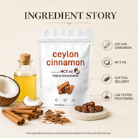 Gélules de cannelle de Ceylan avec huile MCT, 300 unités, hautement biodisponibles, sans gluten, sans OGM, marque privée OEM