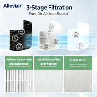 Alleviair AP-T100FL 3-in-1 HEPA Activated Carbon Replacement Filter untuk HoMedics AP-T100/AP-T95/AP-T100-GY Menghilangkan 99,97% dari bahan berbahaya.