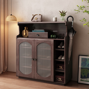 Home Shoe Cabinet Solid Wood <b>Frame</b> <b>Large</b> Capacity Entryway Storage Modern Minimalist Hallway Rack Space Saving - Product Image 3