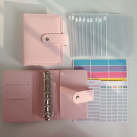 Portefeuille A7 en cuir noir personnalisé à 6 anneaux Classeur budgétaire Sac à main Enveloppe en espèces Portefeuille Mini carnet de notes Agenda Organisateur