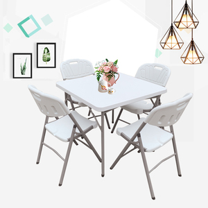 Mesa cuadrada de plástico plegable de 86cm, portátil, fácil de limpiar, venta al por mayor, póker HDPE blanco - Product Image 1