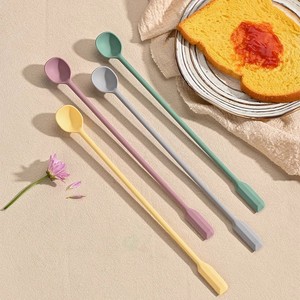 Spatule à double extrémité en silicone de qualité alimentaire, cuillère à mélanger, manche long, résistante à la chaleur, agitateur à cocktail réutilisable, couleur unie - Product Image 3