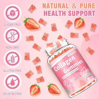 Gummies de collagène à marque privée OEM avec biotine, algues et multivitamines pour la santé des cheveux, de la peau et des ongles, sans sucre, saveur fraise, 90 gummies
