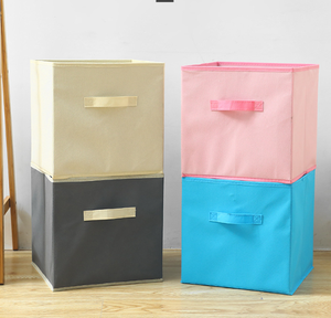 Boîte de rangement pliante en tissu non tissé personnalisée, <span class=keywords><strong>organisateur</strong></span> de cubes avec poignées, carré multifonction en tissu pour placard, jouets et vêtements - Product Image 4