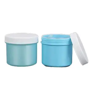 250 g auf Lager Waschmittel-Pulver-Glas PP Kunststoff Mehrfachverwendungsflasche Pulver Schrubb-Lotion leere blaue Flasche mit Schraubdeckel