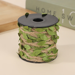 Corda di Juta Naturale con Foglie Verdi Artificiali 10M, Filo per Artigianato Fai-da-Te per Decorazioni Floreali di Matrimoni, Feste, Giardini e Casa - Product Image 1