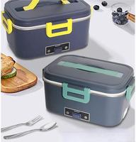 Kotak makan siang elektrik pemanas makanan, penghangat makanan portabel 12V/24V/110V untuk mobil/truk/rumah dengan 1,8 l