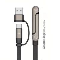 Kabel Pengisi Daya Cepat 240W 2-in-1 USB-C dengan Stand Ponsel, Dapat Dilipat, Stand yang Dapat Disesuaikan, Konduktor Tembaga Berlapis Kain, Desain Tahan Lama untuk
