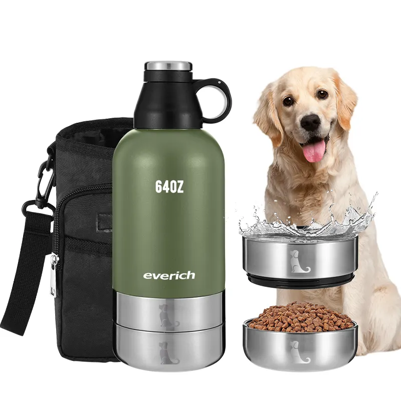 Ciotola per cani 64oz grande bottiglia d'acqua portatile per campeggio Dog Park Dog Hiking Dog Water Bowl Dispenser con contenitore per alimenti