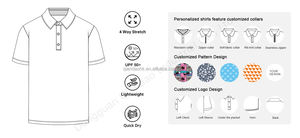 Polo de golf gris Dry Fit pour homme, extensible dans les 4 sens, avec impression intégrale et logo brodé personnalisé, qualité OEM supérieure - Product Image 3