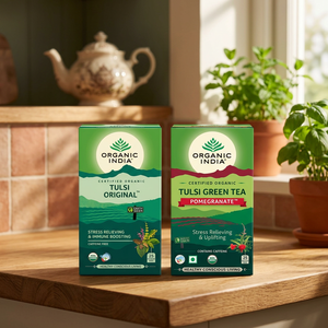 Thé vert biologique à la tulsi sauvage et à la grenade, extrait d'herbes de qualité alimentaire en CAN, 25 sachets de thé d'Inde - Product Image 1