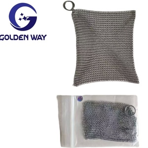 Cincin halus <span class=keywords><strong>Mesh</strong></span> sikat dapur baja nirkarat Scrubber rantai Maill Net alat pembersih rumah tangga aksesoris kain untuk membersihkan