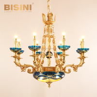 Lampe de plafond de mariage antique pour la maison, éclairage de qualité classique, lustres rococo élégants, cristal vert, laiton doré, lampe suspendue