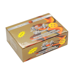 Prezzo di fabbrica rotondo 50mm 20 pezzi carbone dorato narghilè luce rapida carbone fortunato Bakhoor No Spark <span class=keywords><strong>Barbecue</strong></span> 4 fori carbone - Product Image 1