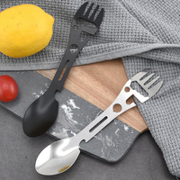 Hongrui vente acier inoxydable Spork Multitool Design moderne cuillère couteau fourchette tous les jours transporter survie Camping randonnée Bushcraft