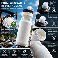 Bouteille d'eau en plastique sans BPA pour vélo, 610 ml, avec logo personnalisé, anti-fuite, pour sports de plein air, course à pied, cyclisme, bouteille souple