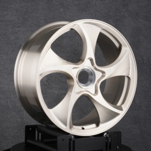 Jantes en aluminium forgé 6061-T6 sur mesure de 18 à 24 pouces, finition or <span class=keywords><strong>champagne</strong></span> brossé, 5 branches, pour Porsche, <span class=keywords><strong>Ferrari</strong></span>, Lamborghini, Tesla - Product Image 1