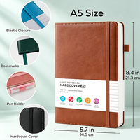 Cuaderno A5 de Tapa Dura de Cuero PU con Forro, Banda Elástica, Portaplumas, Bolsillo Interior, 80 Páginas, 100 g/m², Regalo de Oficina, Personalizable